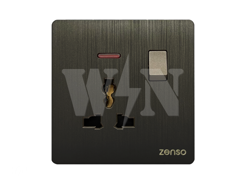 ZENSO GRANDE 13A UNIVERSAL SWITCH SOCKET (HAIRLINE BLACK) B3089