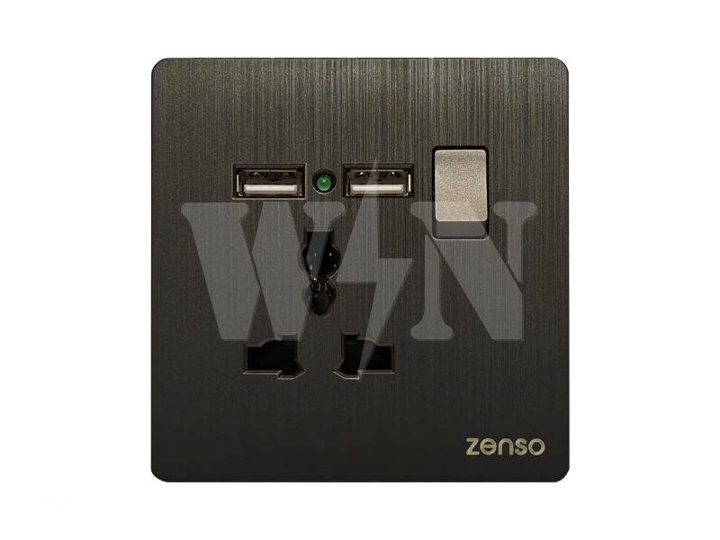 ZENSO GRANDE 13A UNIVERSAL 2USB (HAIRLINE BLACK) G3089USB