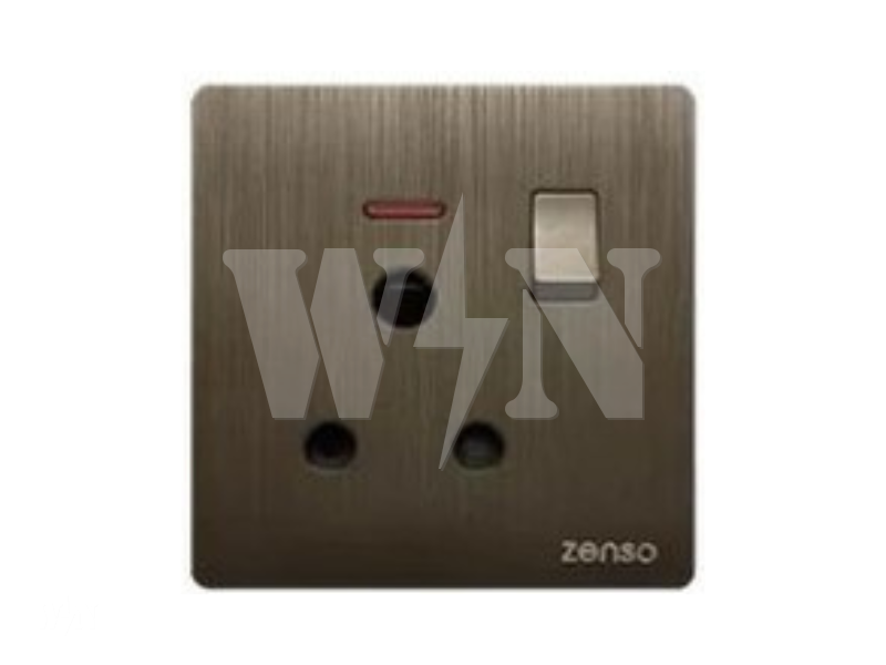 ZENSO GRANDE 15A SWITCH SOCKET (HAIRLINE BLACK) B3015