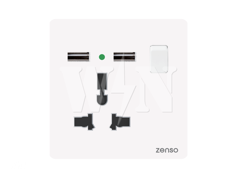 ZENSO GRANDE 13A UNIVERSAL 2USB (WHITE) G3089USB