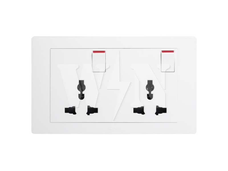 HAGER MUSE UNIVERSAL SWTICH SOCKET 2X13 16A (WHITE) WGMS2161S