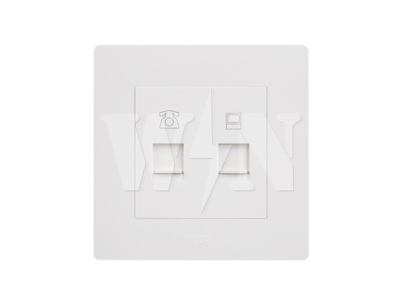 HAGER MUSE TEL+CAT6 SOCKET (WHITE) WGM2RJRJ6