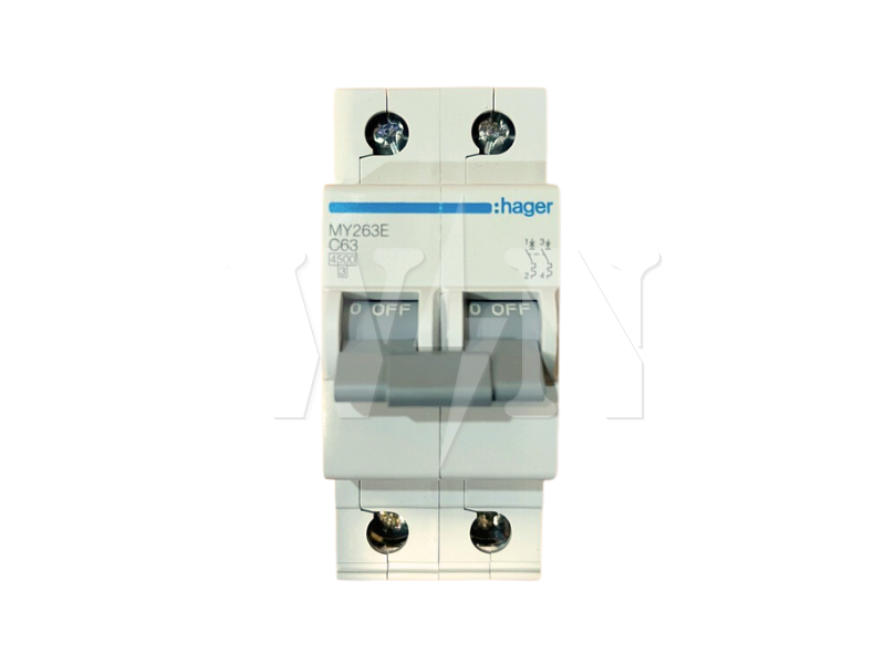 HAGER MCB 2 POLE 63A 4.5KA MY263E