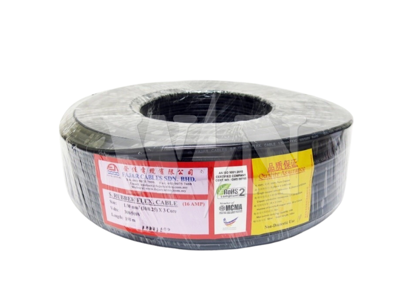 FAJAR TRS CABLE 1.50MM (30/0.25) X 3 CORE (BLACK) #ROLL