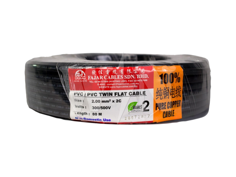 FAJAR TWIN FLAT CABLE 42/0.15 X 2 CORE (BLUE+WH) #ROLL