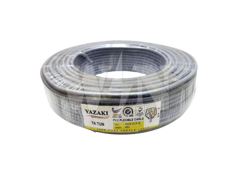 YAZAKI FLEXIBLE CABLE 40/0.76 X 3 CORE (GREY) #ROLL