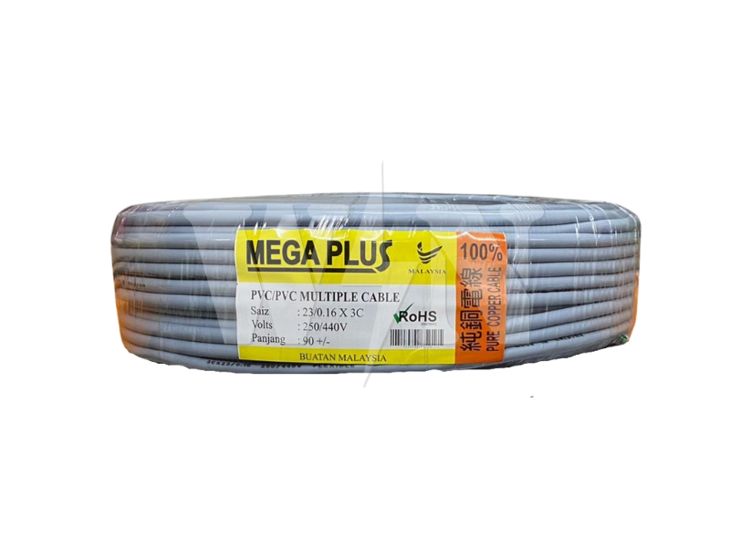 MEGAPLUS FLEXIBLE CABLE 23/0.16 X 3 CORE (GREY) #ROLL