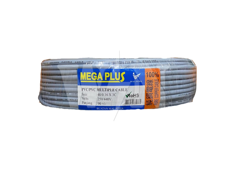 MEGAPLUS FLEXIBLE CABLE 40/0.16 X 3 CORE (GREY) #ROLL